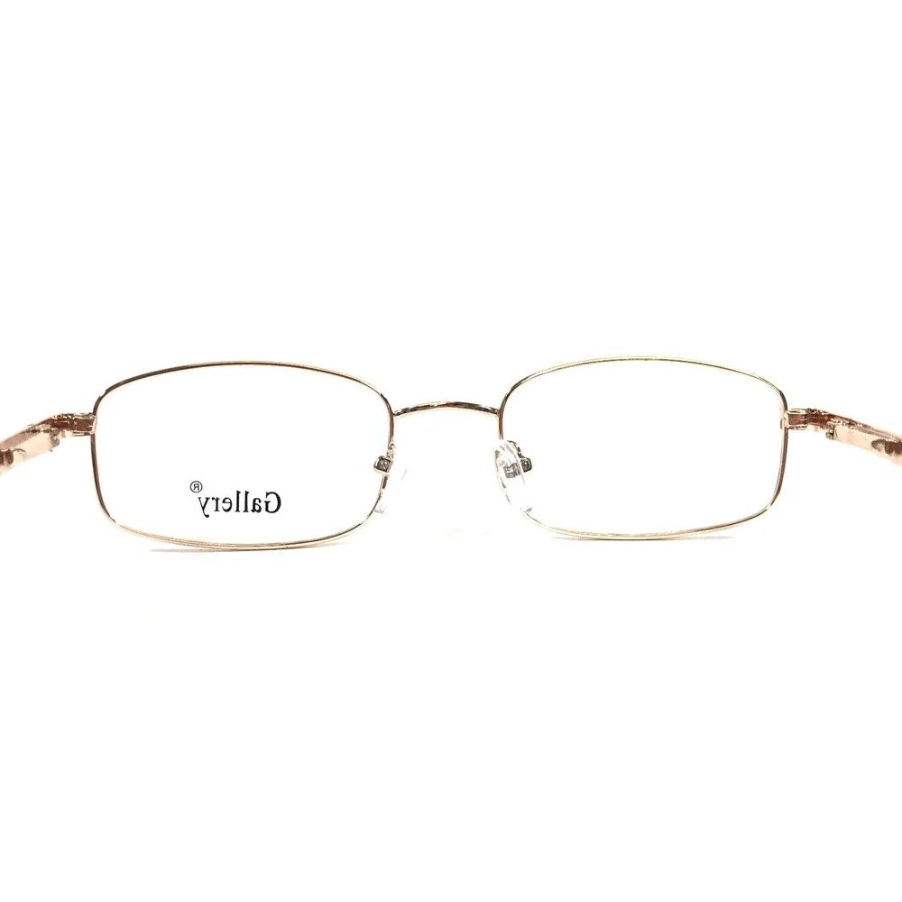 Gallery Eyeglasses Frames CHAZ YG Yellow Gold Rectangle Wire Rim 52-18-140